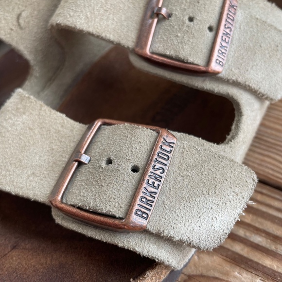 Arizona Taupe Suede Birkenstock Sandals Taupe 37 - Picture 2 of 11